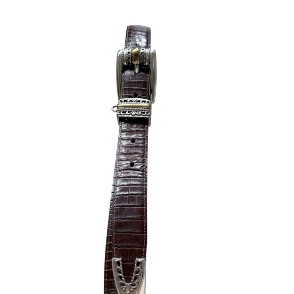 Vintage western Brighton brown leather belt with gold and silver buckle - Picture 2 of 3